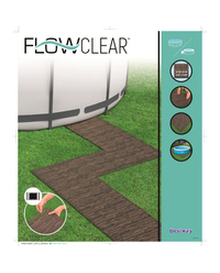 Bestway Pavimento Piscina Foam Stile Legno Retrattile 12 Pezzi 50x50 cm Giardino 58712