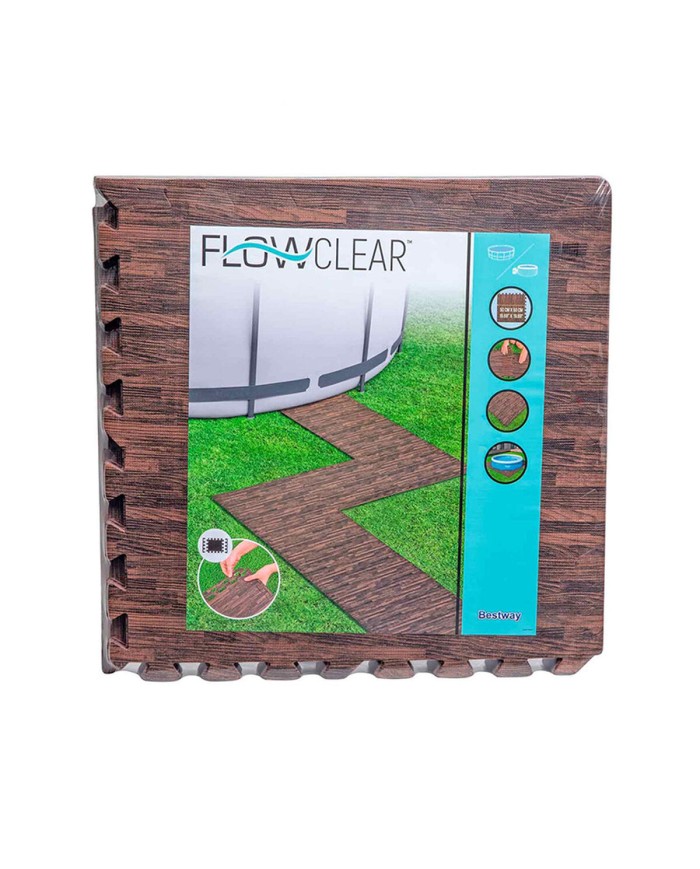 Bestway Pavimento Piscina Foam Stile Legno Retrattile 12 Pezzi 50x50 cm Giardino 58712