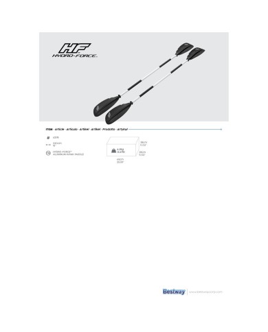 Bestway Remi in Alluminio Hidro-Force Kayak 230 cm Tempo Libero 62174