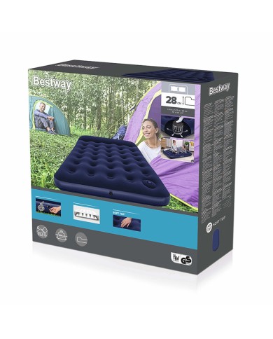Bestway Materasso Doppio con Gonfiatore a Piede 191x137x28 cm Gonfiabile e Campeggio 67225