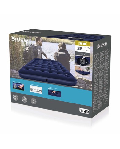 Bestway Materasso Doppio con Gonfiatore a Piede 203x152x28 cm Gonfiabile e Camping 67226