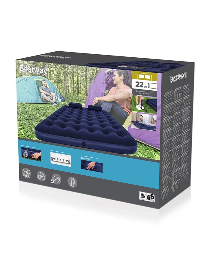 Bestway Materasso Matrimoniale con Gonfiatore e Cuscini 203x152x22 cm Gonfiabile e Campeggio 67374 Bestway Materasso Matrimoniale con Gonfiatore e Cuscini 203x152x22 cm Gonfiabile e Campeggio 67374