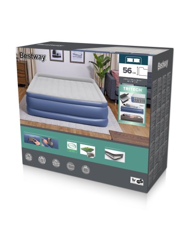 Bestway Letto Doppio con Motore 203x193x56 cm Gonfiabile e Campeggio 67692 Bestway Letto Doppio con Motore 203x193x56 cm Gonfiabile e Campeggio 67692