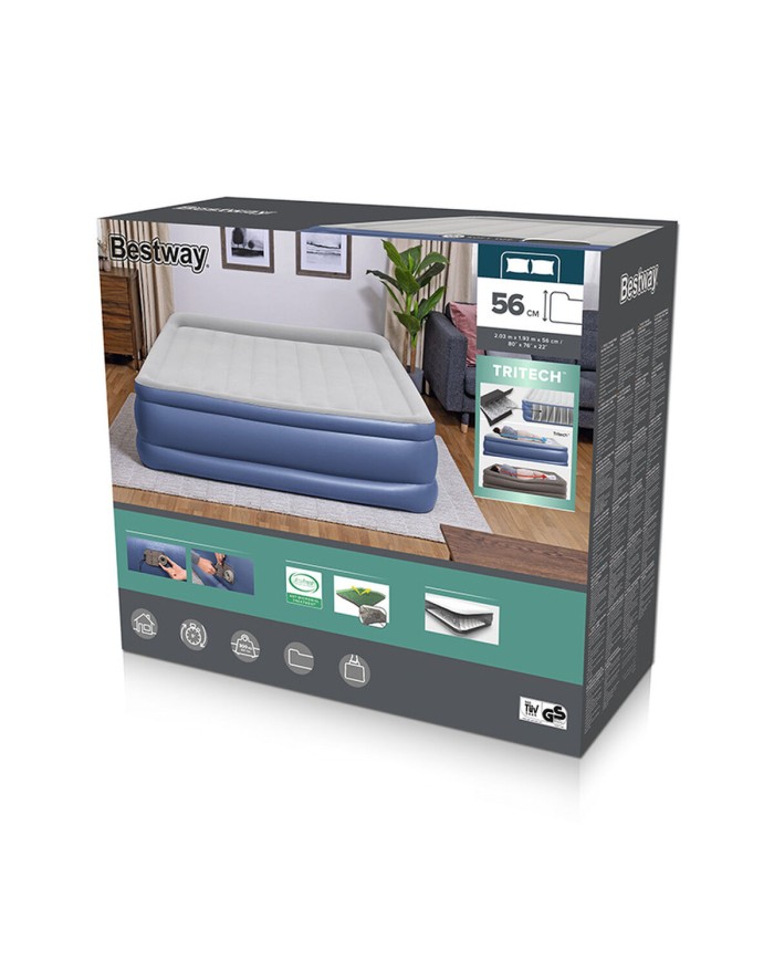 Bestway Letto Doppio con Motore 203x193x56 cm Gonfiabile e Campeggio 67692