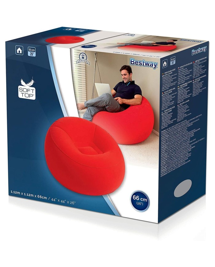 Bestway Poltrona Gonfiabile Gigante Fashion Colore Assortito 112x112x66 cm Interno 75052