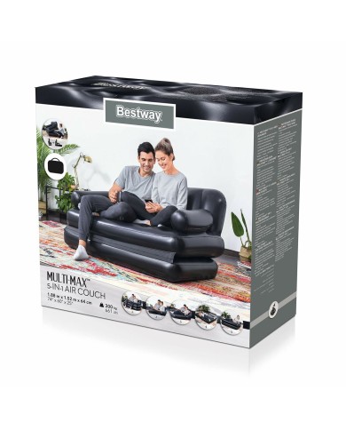 Bestway Poltrona Gonfiabile 5 Posizioni Nero 188x152x64 cm Interno 75054