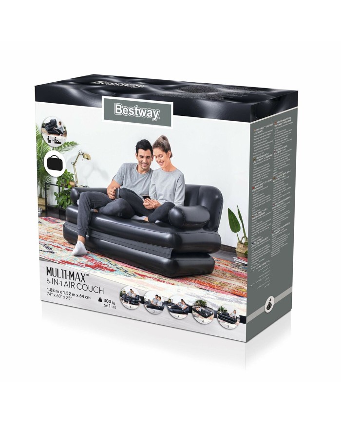 Bestway Poltrona Gonfiabile 5 Posizioni Nero 188x152x64 cm Interno 75054 Bestway Poltrona Gonfiabile 5 Posizioni Nero 188x152x64 cm Interno 75054