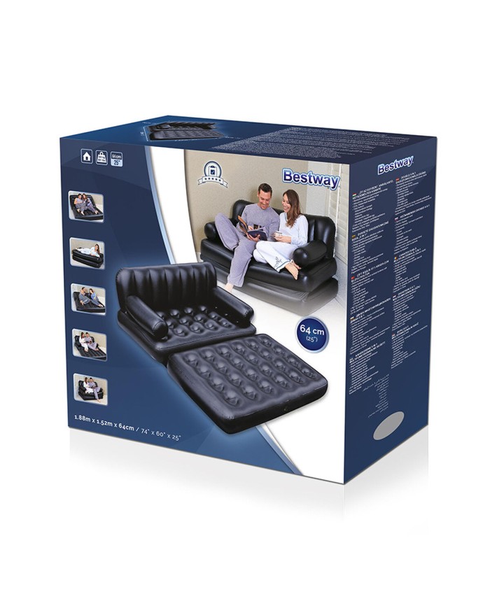 Bestway Poltrona Gonfiabile 5 Posizioni Nero 188x152x64 cm Interno 75054 Bestway Poltrona Gonfiabile 5 Posizioni Nero 188x152x64 cm Interno 75054