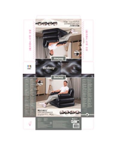 Bestway Poltrona Gonfiabile 4 Posizioni Nero 191x38x25 cm Interno 75114