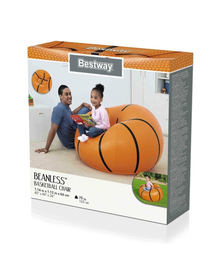 Bestway Poltrona Gonfiabile Gigante Basket 114x112x66 cm +6 Anni Interno e Giardino 75103