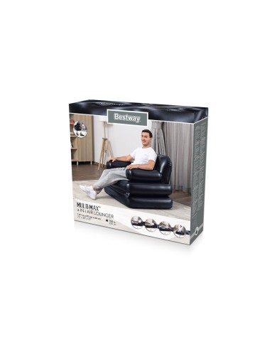 Bestway Poltrona Gonfiabile 4 Posizioni Nero 191x38x25 cm Interno 75114