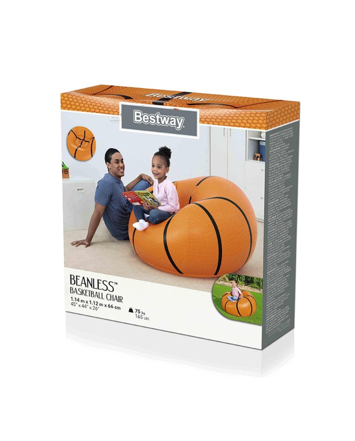 Bestway Poltrona Gonfiabile Gigante Basket 114x112x66 cm +6 Anni Interno e Giardino 75103