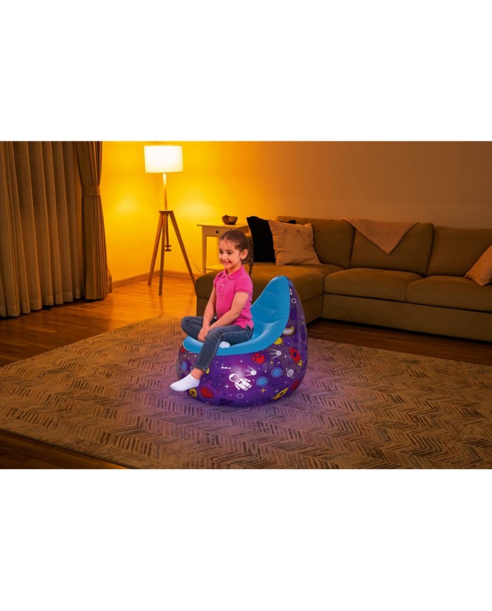 Bestway Sedia Gonfiabile con Luci Led Spaziali 72x72x64 cm +3 Anni Interno e Giardino 75122 Bestway Sedia Gonfiabile con Luci Led Spaziali 72x72x64 cm +3 Anni Interno e Giardino 75122
