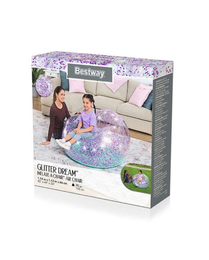 Bestway Gigante Sedia Gonfiabile Glitterata 114x112x66 cm +6 Anni Interno e Giardino 75115
