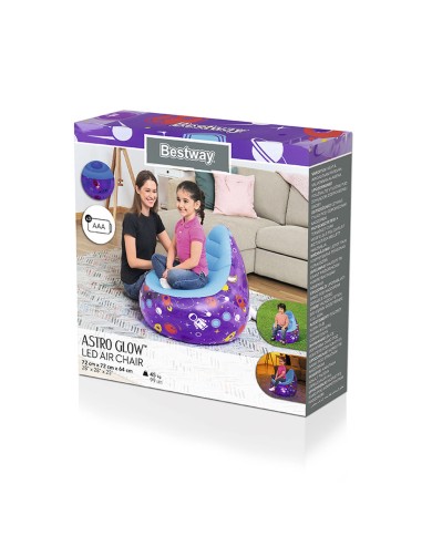 Bestway Sedia Gonfiabile con Luci Led Spaziali 72x72x64 cm +3 Anni Interno e Giardino 75122 Bestway Sedia Gonfiabile con Luci Led Spaziali 72x72x64 cm +3 Anni Interno e Giardino 75122