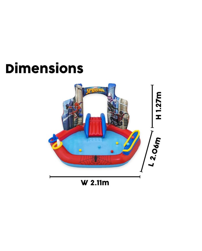 Bestway Piscina Gonfiabile Parco Giochi Spiderman 211x206x127 cm +2 Anni Giardino 98793