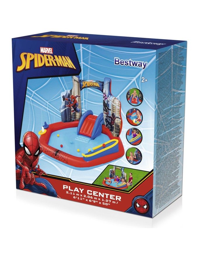 Bestway Piscina Gonfiabile Parco Giochi Spiderman 211x206x127 cm +2 Anni Giardino 98793