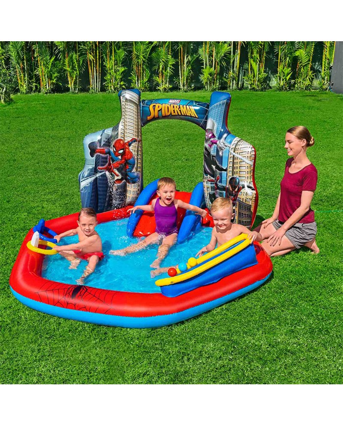 Bestway Piscina Gonfiabile Parco Giochi Spiderman 211x206x127 cm +2 Anni Giardino 98793
