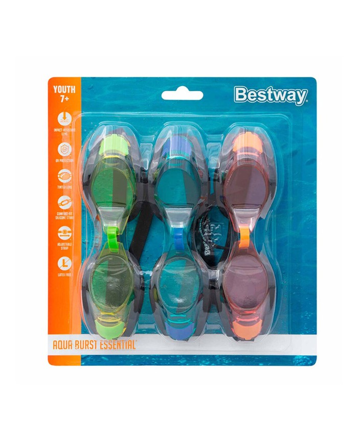 Bestway Occhialini da Nuoto Infantili con Cinturino in Silicone, Colori Assortiti, +3 Anni, Mare e Piscina 21080 Bestway Occhialini da Nuoto Infantili con Cinturino in Silicone, Colori Assortiti, +3 Anni, Mare e Piscina 21080