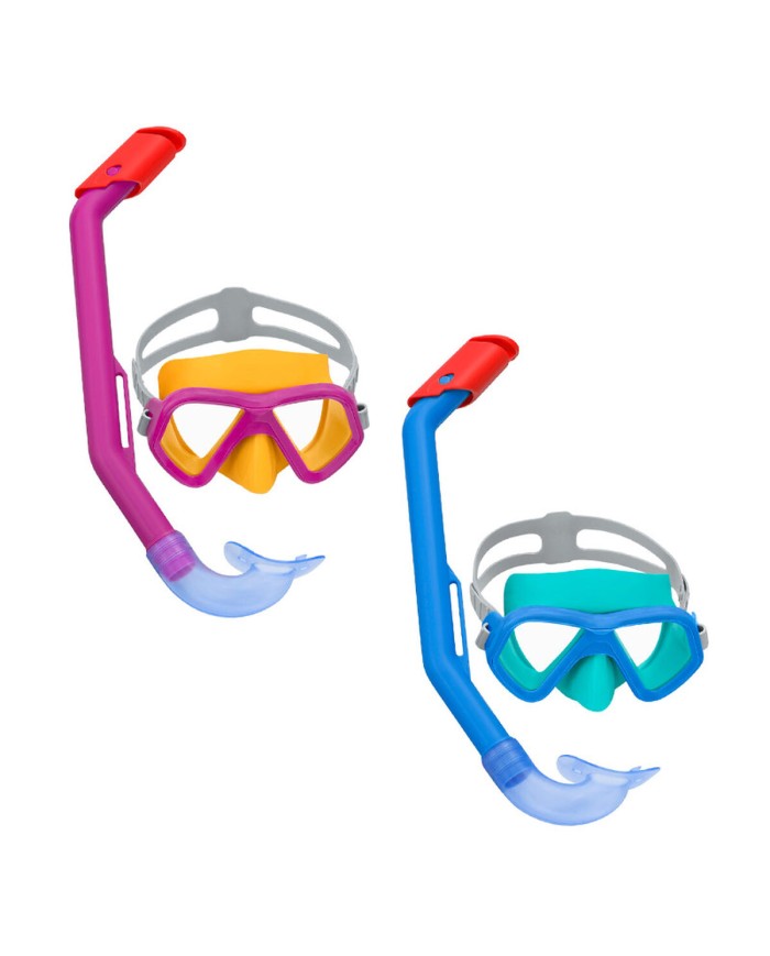 Bestway Set Maschera e Tubo Infantile Cinturino Anatomico Colore Assortito +3 Anni Mare e Piscina 24018