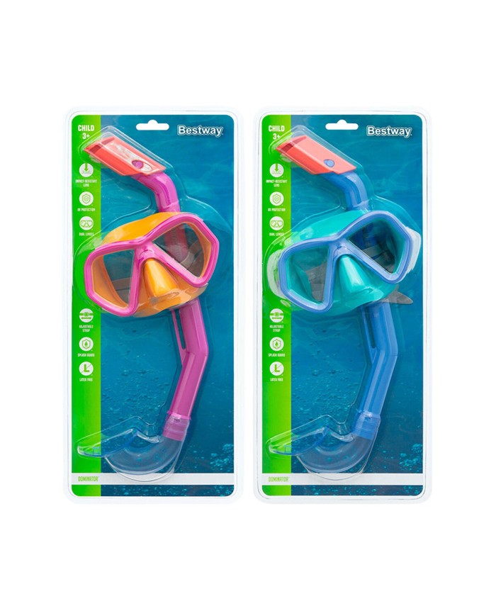 Bestway Set Maschera e Tubo Infantile Cinturino Anatomico Colore Assortito +3 Anni Mare e Piscina 24018