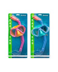 Bestway Set Maschera e Tubo Infantile Cinturino Anatomico Colore Assortito +3 Anni Mare e Piscina 24018