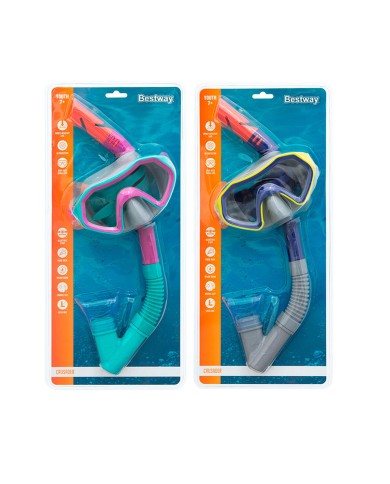 Bestway Set di Maschera e Tubo Adulto Valvola di Purga Colori Assortiti +14 Anni Spiaggia e Piscina 24021