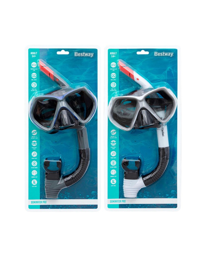 Occhialini da Snorkeling e Boccaglio Bestway Bianco Grigio Adulto (1 Unità)