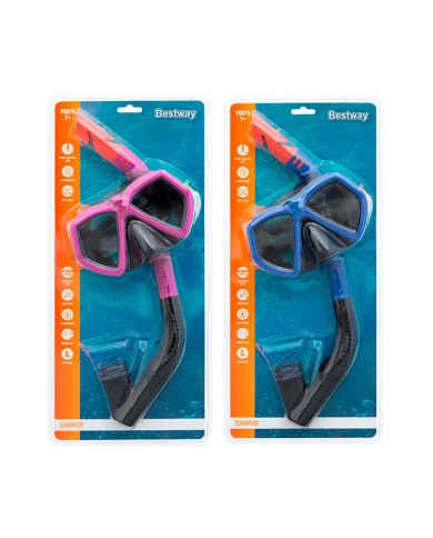 Bestway Set Maschera e Tubo Adulto Valvola di Sfiato Colore Assortito +14 Anni Spiaggia e Piscina 24068