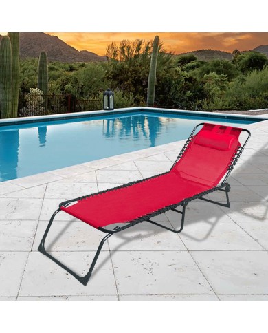 Marbueno Lettino Pieghevole in Acciaio con Cuscino per Giardino e Piscina 190X58X27 cm Rosso 10000 Marbueno Lettino Pieghevole in Acciaio con Cuscino per Giardino e Piscina 190X58X27 cm Rosso 10000