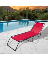 Marbueno Lettino Pieghevole in Acciaio con Cuscino per Giardino e Piscina 190X58X27 cm Rosso 10000 Marbueno Lettino Pieghevole in Acciaio con Cuscino per Giardino e Piscina 190X58X27 cm Rosso 10000