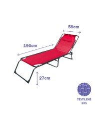 Marbueno Lettino Pieghevole in Acciaio con Cuscino per Giardino e Piscina 190X58X27 cm Rosso 10000 Marbueno Lettino Pieghevole in Acciaio con Cuscino per Giardino e Piscina 190X58X27 cm Rosso 10000