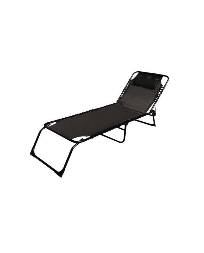 Marbueno Sdraio Pieghevole Acciaio con Cuscino Giardino e Piscina 190X58X27 cm Nera 10004