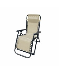 Marbueno Sdraio Pieghevole Acciaio Con Cuscino Giardino e Piscina 90X66X108 cm Gravità Zero Beige 10005