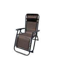 Marbueno Sdraio Pieghevole Acciaio Con Cuscino Giardino e Piscina 90X66X108 cm Gravità Zero Beige 10005