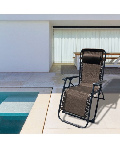 Marbueno Sdraio Pieghevole Acciaio Con Cuscino Giardino e Piscina 90X66X108 cm Gravità Zero Marrone 10007 Marbueno Sdraio Pieghevole Acciaio Con Cuscino Giardino e Piscina 90X66X108 cm Gravità Zero Marrone 10007