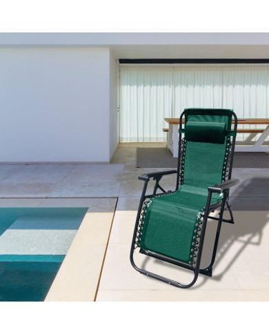 Marbueno Sdraio Pieghevole Acciaio Con Cuscino Giardino e Piscina 90X66X108 cm Gravità Zero Verde 10008 Marbueno Sdraio Pieghevole Acciaio Con Cuscino Giardino e Piscina 90X66X108 cm Gravità Zero Verde 10008