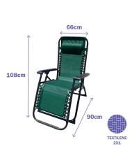 Marbueno Sdraio Pieghevole Acciaio Con Cuscino Giardino e Piscina 90X66X108 cm Gravità Zero Verde 10008 Marbueno Sdraio Pieghevole Acciaio Con Cuscino Giardino e Piscina 90X66X108 cm Gravità Zero Verde 10008