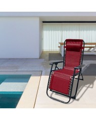 Marbueno Sdraio Pieghevole Acciaio Con Cuscino Giardino e Piscina 90X66X108 cm Gravità Zero Bordeaux 10010