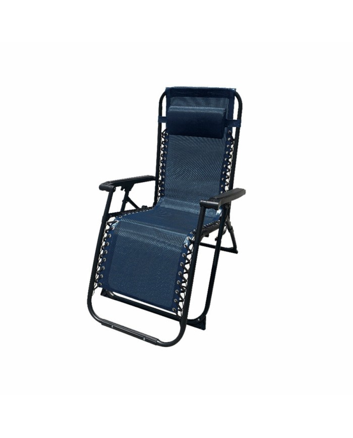 Marbueno Sedia a Sdraio Pieghevole in Acciaio con Cuscino Giardino e Piscina 90X66X108 cm Gravità Zero Blu Scuro 10011 Marbueno Sedia a Sdraio Pieghevole in Acciaio con Cuscino Giardino e Piscina 90X66X108 cm Gravità Zero Blu Scuro 10011