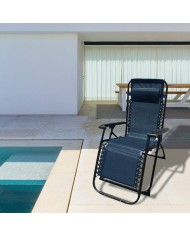 Marbueno Sedia a Sdraio Pieghevole in Acciaio con Cuscino Giardino e Piscina 90X66X108 cm Gravità Zero Blu Scuro 10011 Marbueno Sedia a Sdraio Pieghevole in Acciaio con Cuscino Giardino e Piscina 90X66X108 cm Gravità Zero Blu Scuro 10011