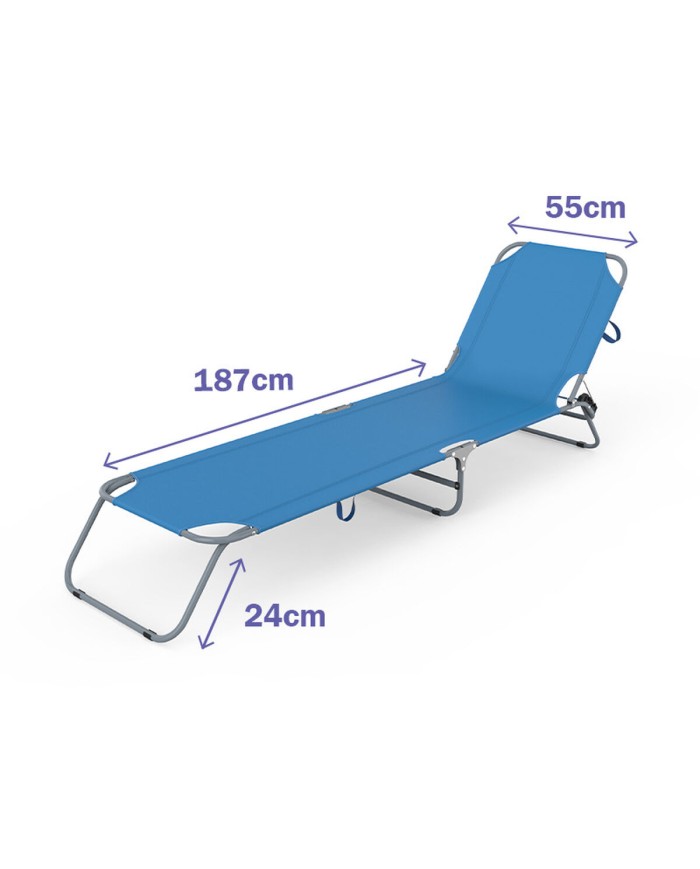Marbueno Sdraio Pieghevole Acciaio Blu Spiaggia e Piscina 187X55X24 cm 10022 Marbueno Sdraio Pieghevole Acciaio Blu Spiaggia e Piscina 187X55X24 cm 10022