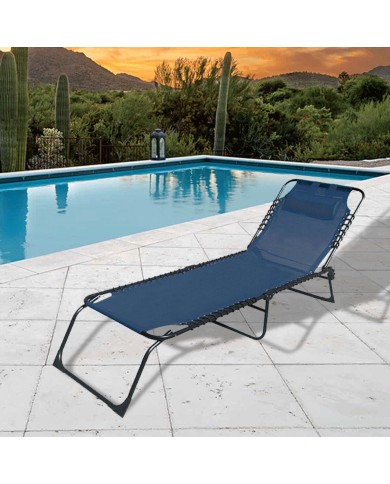 Marbueno Sdraio Pieghevole Acciaio Con Cuscino Giardino e Piscina 190X58X27 cm Blu 10003 Marbueno Sdraio Pieghevole Acciaio Con Cuscino Giardino e Piscina 190X58X27 cm Blu 10003
