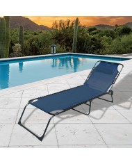 Marbueno Sdraio Pieghevole Acciaio Con Cuscino Giardino e Piscina 190X58X27 cm Blu 10003