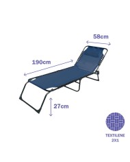 Marbueno Sdraio Pieghevole Acciaio Con Cuscino Giardino e Piscina 190X58X27 cm Blu 10003