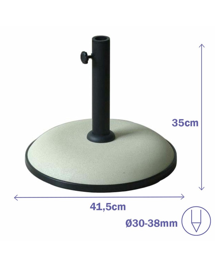 Marbueno Base Ombrellone Rotonda Cemento 41,5x35 cm 15KG Bianco Giardino, Piscina