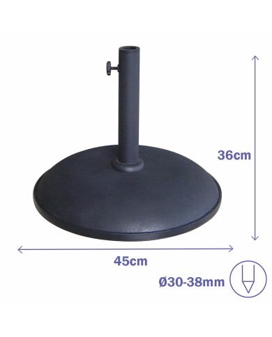 Marbueno Base Ombrellone Rotonda Cemento 45x36 cm 20KG Nero Giardino, Piscina, Terrazza Marbueno Base Ombrellone Rotonda Cemento 45x36 cm 20KG Nero Giardino, Piscina, Terrazza