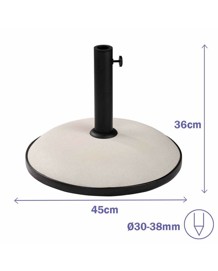 Marbueno Base Ombrellone Rotonda Cemento 45x36 cm 20KG Bianco Giardino, Piscina, Terrazza