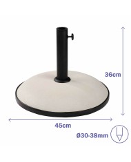 Marbueno Base Ombrellone Rotonda Cemento 45x36 cm 20KG Bianco Giardino, Piscina, Terrazza