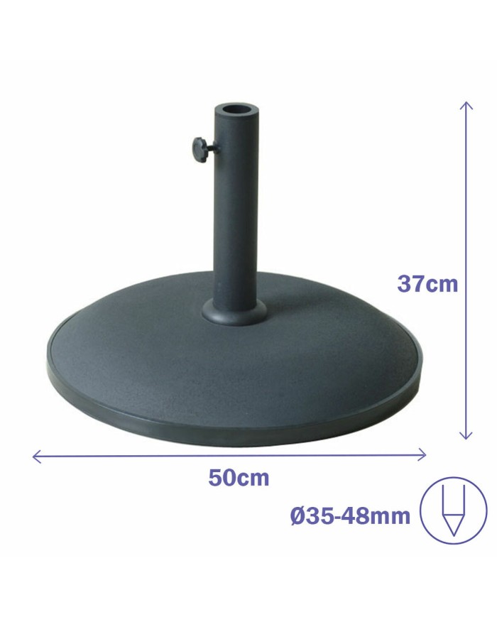 Marbueno Base Ombrellone Rotonda Cemento 50x37 cm 25KG Nero Giardino, Piscina, Terrazza